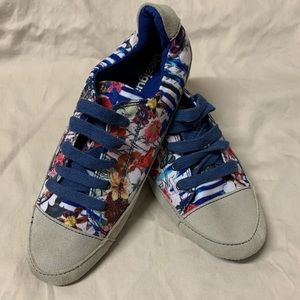 Desigual Basket print canvas & suede trainers s39